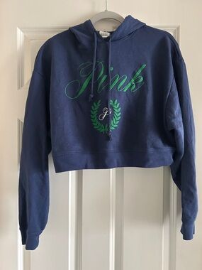 PINK Victoria's Secret Navy Cropped Hoodie M